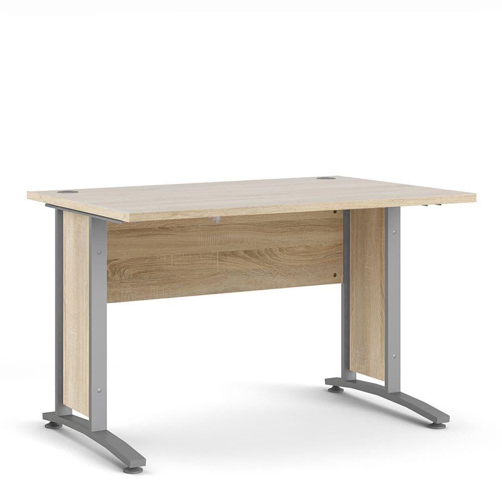 Business Pro Desk 120 cm in Oak with Silver grey steel legs in Oak Effect/Steel Finish